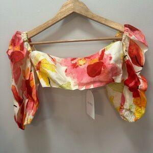 NWT! Revolve X Rumer Puff Sleeve Sunshine Crop Top. XXS